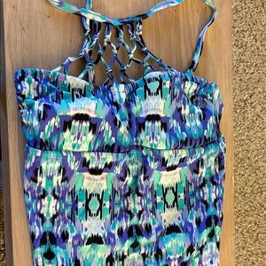 Women’s ' Turquoise & Purple Patterned One-Piece Swimsuit